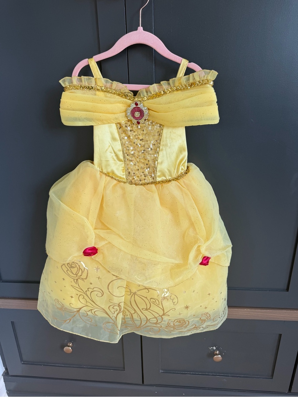 Disney Yellow Belle Sequin Sparkle Tulle Princess Dress 3T